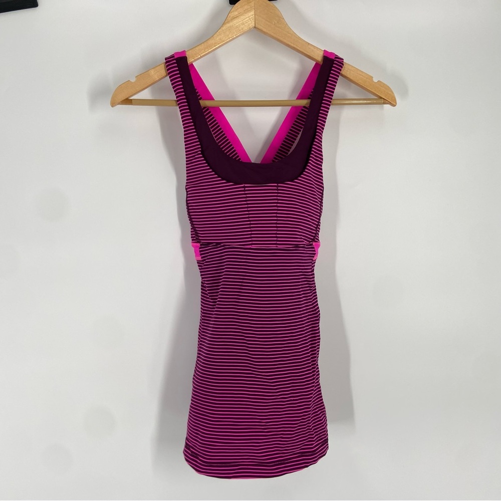 Lululemon Pink and Black Striped Tank Top Size S Gently Used